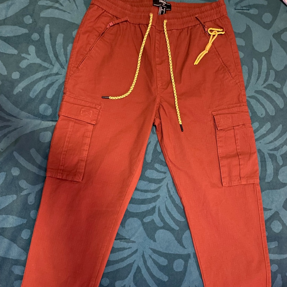 Forever 21 Orange Cargo Joggers